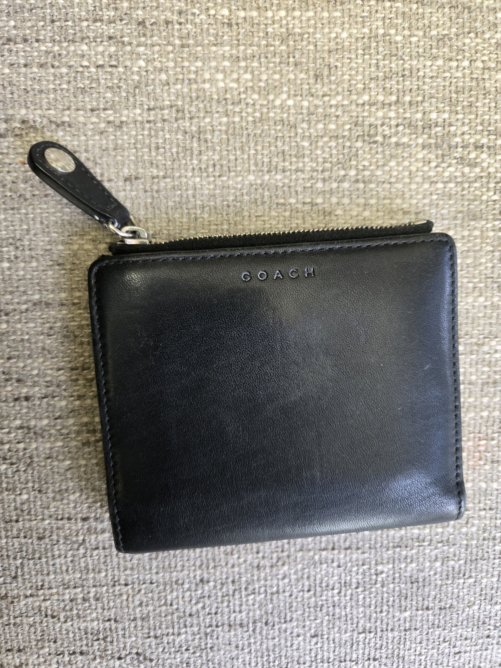 Coach Black Leather Zip Around Wallet